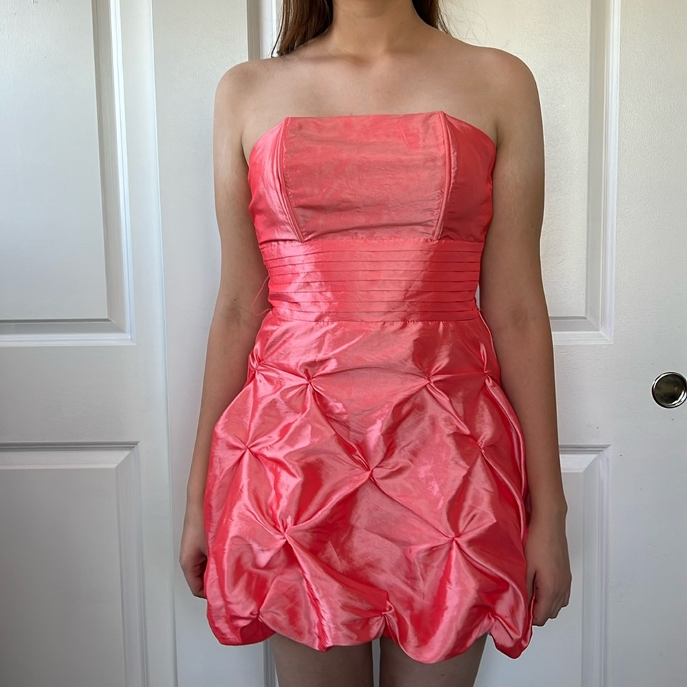 Y2K bubble hem orange peach micro mini dress M